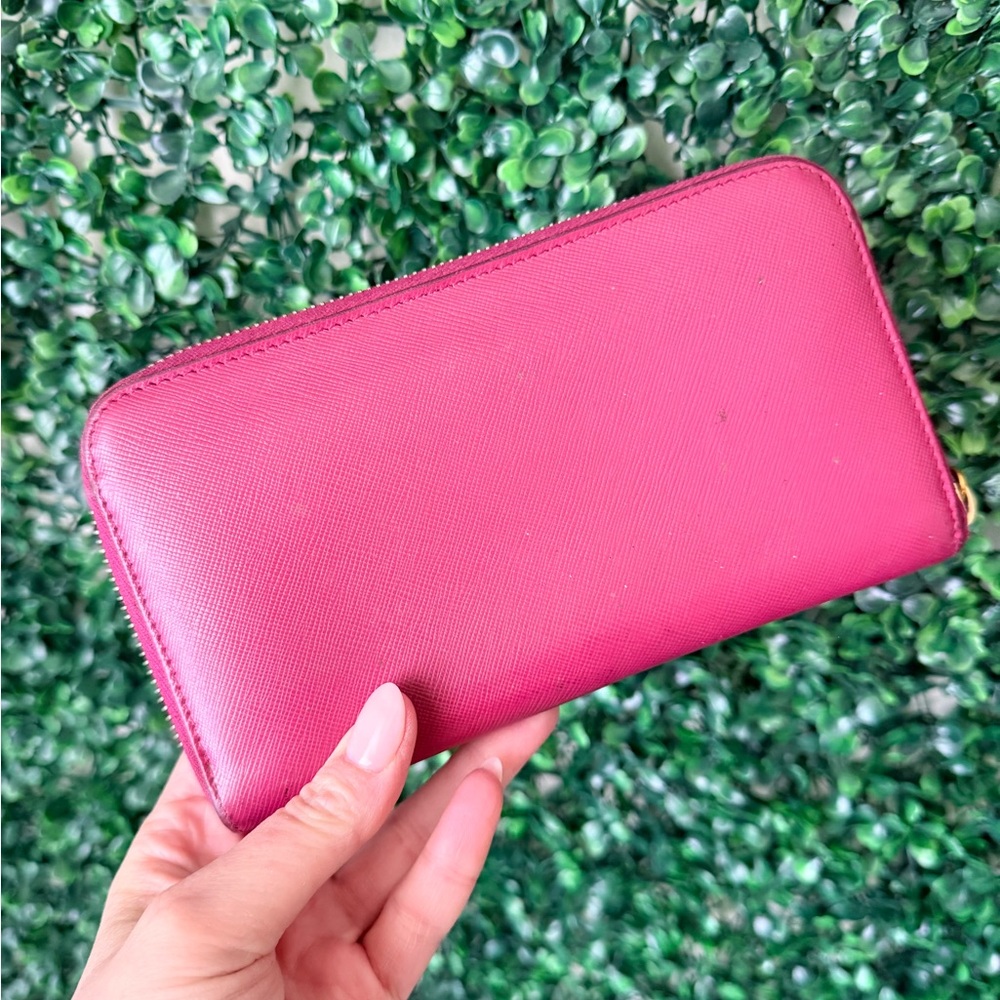 Prada Pink Saffiano Leather Zip Around Long Wallet - Picture 8 of 13